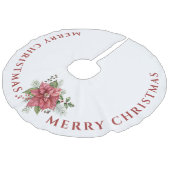 Elegant Red Poinsettia, prettige kerst Imitatie Linnen Kerstboom Kleed (Gekanteld)