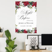 Elegant Red Poinsettia REHEARSAL DINNER Welcome Poster (Thuiskantoor)
