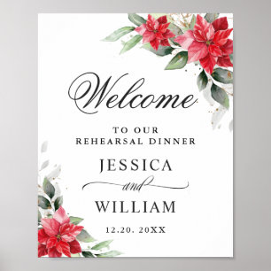 Elegant Red Poinsettia REHEARSAL DINNER Welkom Poster