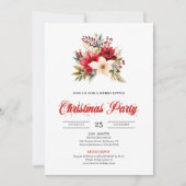 Elegant Red Poinsettia Script Font Christmas  Kaart (Voorkant)