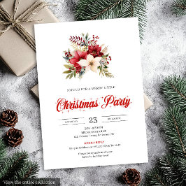 Elegant Red Poinsettia Script Font Christmas  Kaart