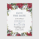 Elegant Red Poinsettia Sparen de Datum Magnetische (Voorkant)