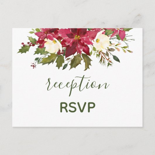 Elegant Red Poinsettia Uitnodiging Briefkaart (Voorkant)