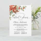 Elegant Red Poinsettia Virtual VRIJGEZELLENFEEST Kaart (Staand voorkant)