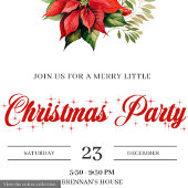 Elegant Red Poinsettia Watercolor Christmas Invite Kaart
