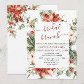 Elegant Red Poinsettia Waterverf Bridal Brunch Kaart (Voorkant / Achterkant)