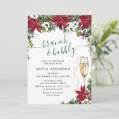 Elegant Red Poinsettia Waterverf Bridal Brunch Kaart (Staand voorkant)