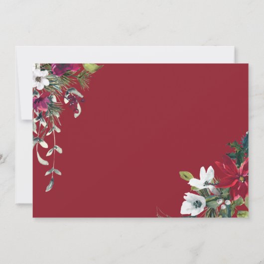 Elegant Red Poinsettia Waterverf ENGAGTY Kaart (Achterkant)