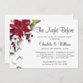 Elegant Red Poinsettia Waterverf REHEARSAL DINNER Kaart (Voorkant / Achterkant)