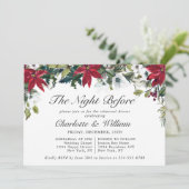 Elegant Red Poinsettia Waterverf REHEARSAL DINNER Kaart (Staand voorkant)