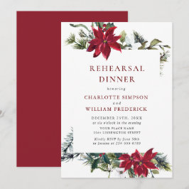 Elegant Red Poinsettia Waterverf REHEARSAL DINNER Kaart