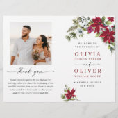 Elegant Red Poinsettia Wedding Ceremony Programme (Voorkant)
