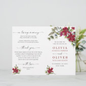 Elegant Red Poinsettia Wedding Ceremony Programme (Staand voorkant)