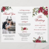 Elegant Red Poinsettia Wedding Ceremony Programme (Voorkant)