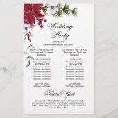 Elegant Red Poinsettia Wedding Ceremony Programme (Achterkant)