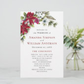 Elegant Red Poinsettia Wedding Ceremony Programme (Staand voorkant)