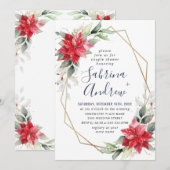 Elegant Red Poinsettia Winter Floral Couple Shower Kaart (Voorkant / Achterkant)