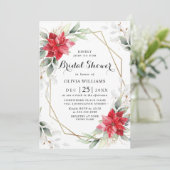 Elegant Red Poinsettia Winter Floral Vrijgezellenf Kaart (Staand voorkant)