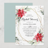 Elegant Red Poinsettia Winter Floral Vrijgezellenf Kaart (Voorkant / Achterkant)