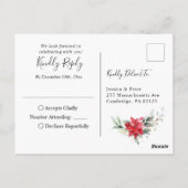 Elegant Red Poinsettia Winter Greenery RSVP Briefkaart (Achterkant)