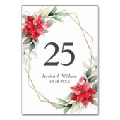 Elegant Red Poinsettia Winter Greenery Wedding Kaart (Voorkant)