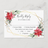 Elegant Red Poinsettia Winter Greenery Wedding RSVP Kaartje (Voorkant)
