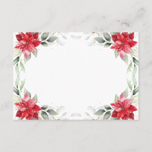 Elegant Red Poinsettia Winter Greenery Wedding RSVP Kaartje (Achterkant)