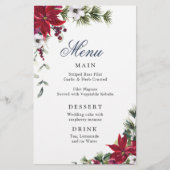 Elegant Red Poinsettia Winter Weddenrenmenu (Voorkant)