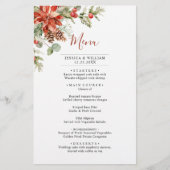 Elegant Red Poinsettia Winter Weddenrenmenu (Voorkant)
