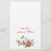 Elegant Red Poinsettia Winter Weddenrenmenu (Achterkant)