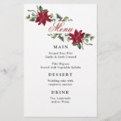 Elegant Red Poinsettia Winter Weddenrenmenu (Voorkant)