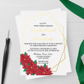 Elegant Red Poinsettia Winter Wedding Invitation Folie Uitnodiging