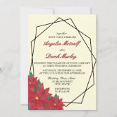 Elegant Red Poinsettia Winter Wedding Invitation Kaart (Voorkant)