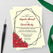 Elegant Red Poinsettia Winter Wedding Invitation Kaart