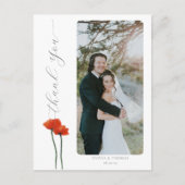 Elegant Red Poppies Modern Weddenschap Foto bedank Briefkaart (Voorkant)