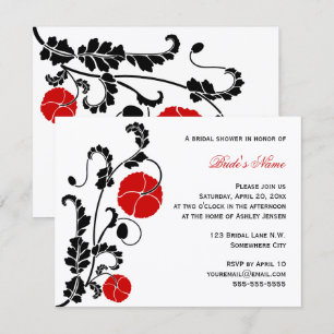 Elegant Red Poppy Bridal Shower Kaart