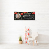 Elegant Red Poppy Custom Photo Retirement Party Spandoek (Insitu)