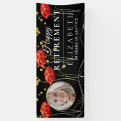 Elegant Red Poppy Custom Photo Retirement Party Spandoek (Verticaal)