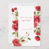 Elegant Red Poppy Floral Save The Date (Voorkant)