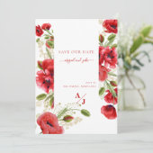 Elegant Red Poppy Floral Save The Date (Staand voorkant)