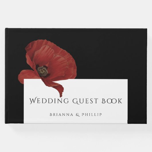 Elegant Red Poppy Floral Wedding Gastenboek (Voorkant)