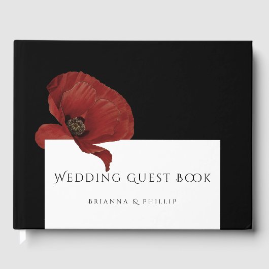 Elegant Red Poppy Floral Wedding Gastenboek (Voorkant)