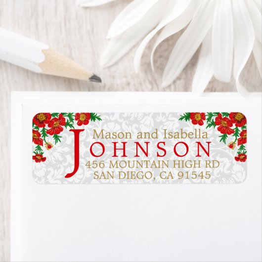 Elegant Red Poppy Flowers Etiket (Insitu)