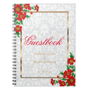 Elegant Red Poppy Flowers - Guestbook Notitieboek