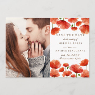 Elegant Red Poppy Flowers Photo Save the Date