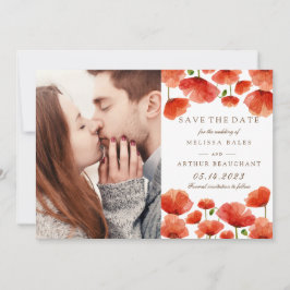 Elegant Red Poppy Flowers Photo Save the Date