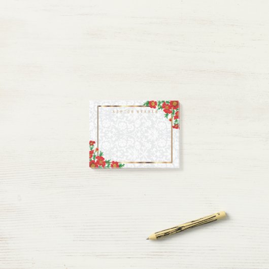 Elegant Red Poppy Flowers Post-it® Notes (Op bureau)