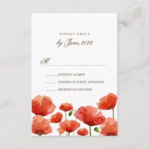 Elegant Red Poppy Flowers Weddenschap RSVP