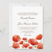 Elegant Red Poppy Flowers Wedding Invitation Kaart (Voorkant)