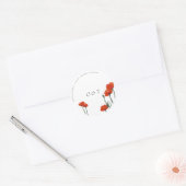Elegant Red Poppy Modern Couple Monograms Weddensc Ronde Sticker (Envelop)